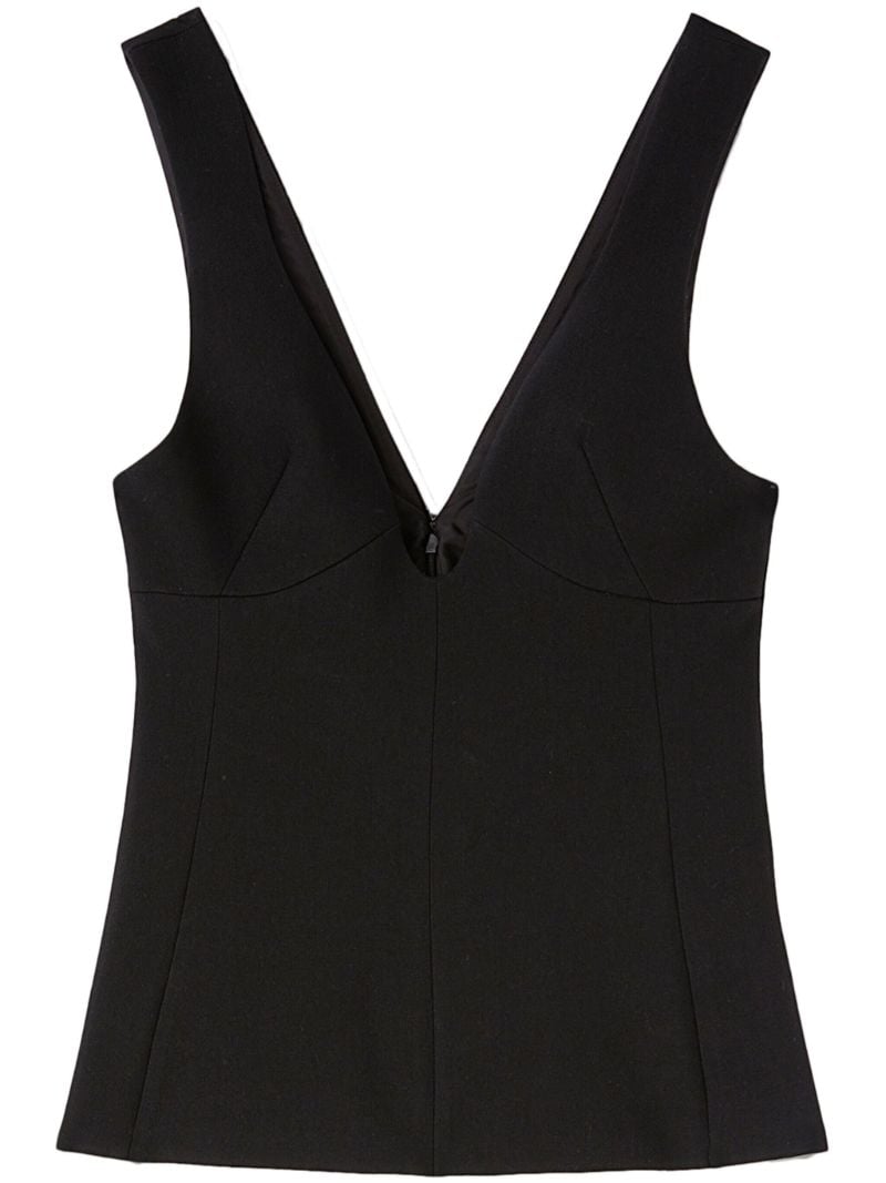 Black V-neck Wool Top