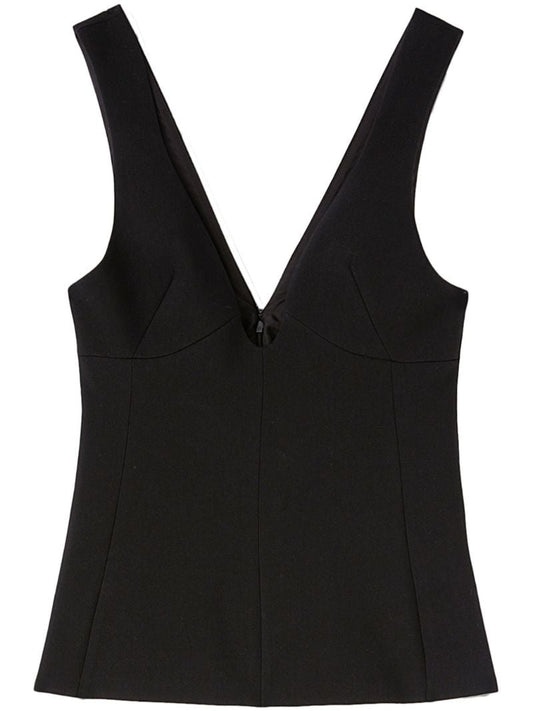 Black V-neck Wool Top