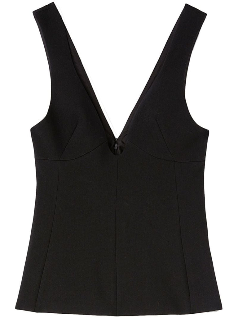Black V-neck Wool Top