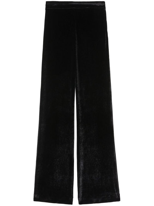 Black Wide-leg Velvet Trousers