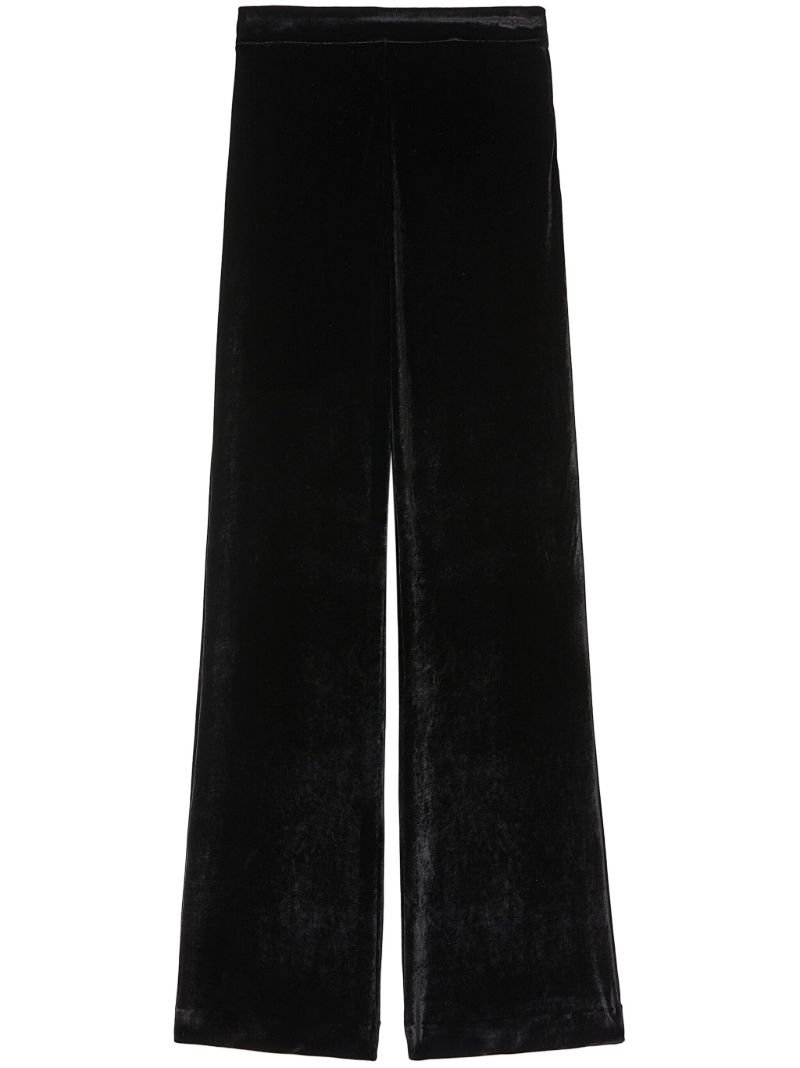 Black Wide-leg Velvet Trousers