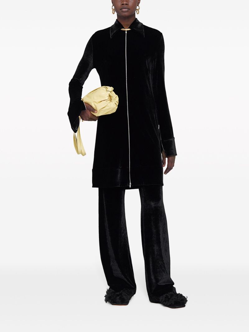 Black Wide-leg Velvet Trousers