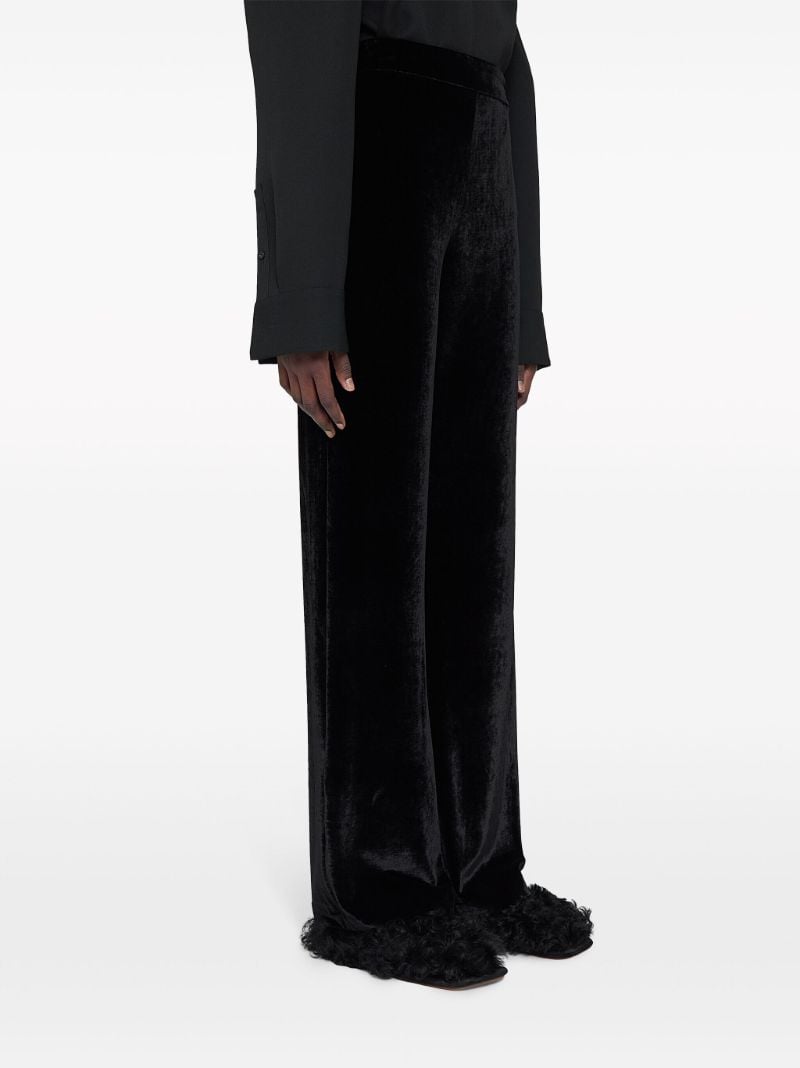 Black Wide-leg Velvet Trousers