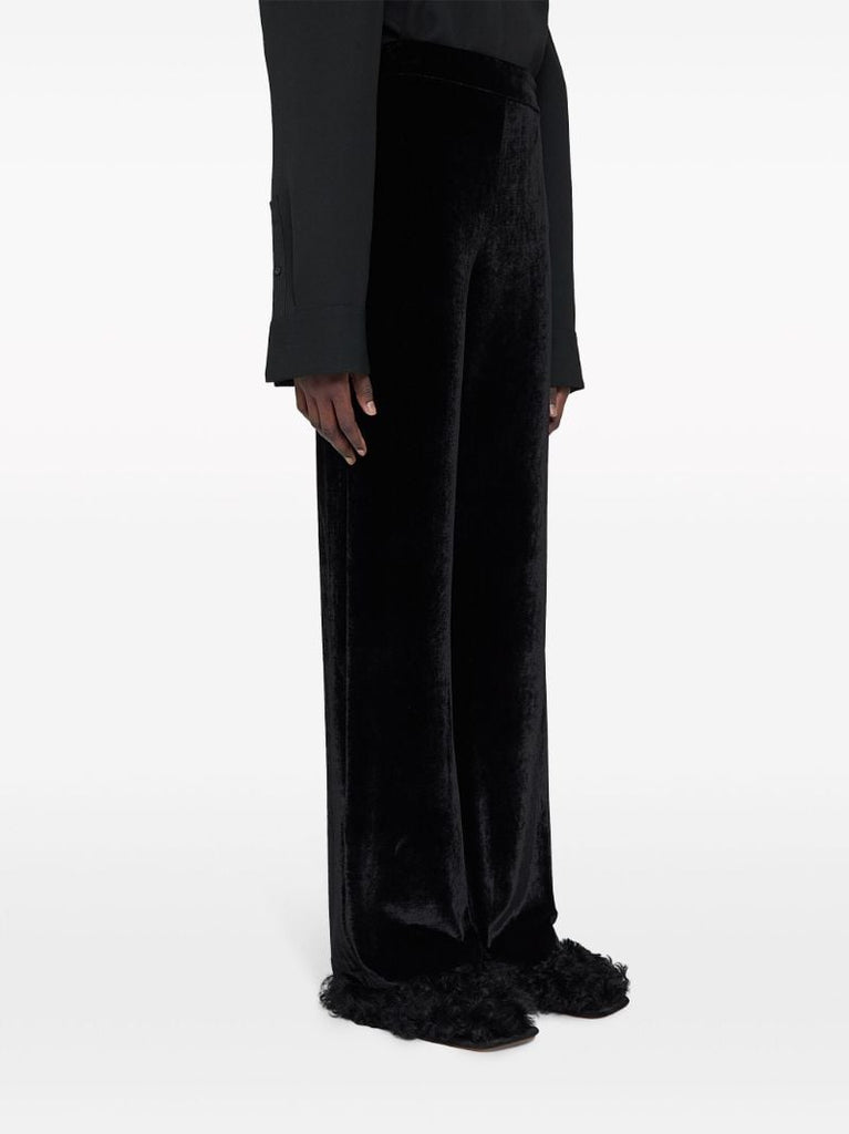 Black Wide-leg Velvet Trousers