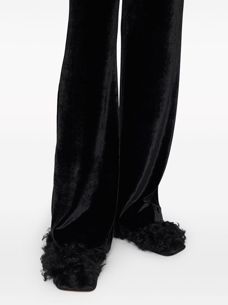 Black Wide-leg Velvet Trousers