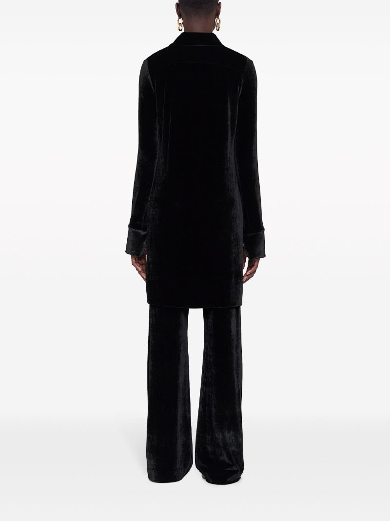 Black Wide-leg Velvet Trousers