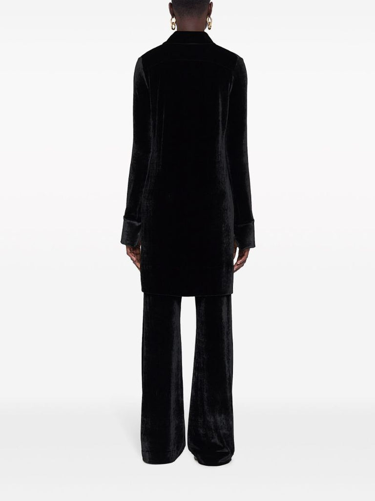 Black Wide-leg Velvet Trousers
