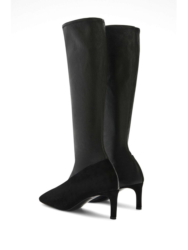 Black Panelled Knee-high Boots