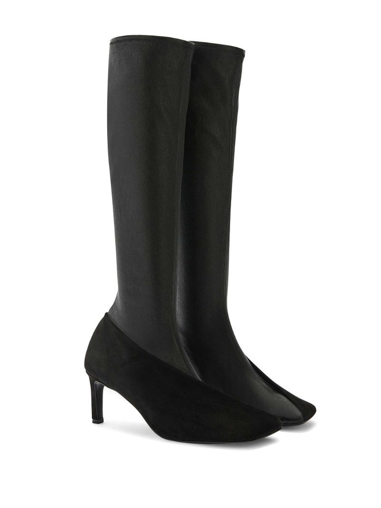 Black Panelled Knee-high Boots
