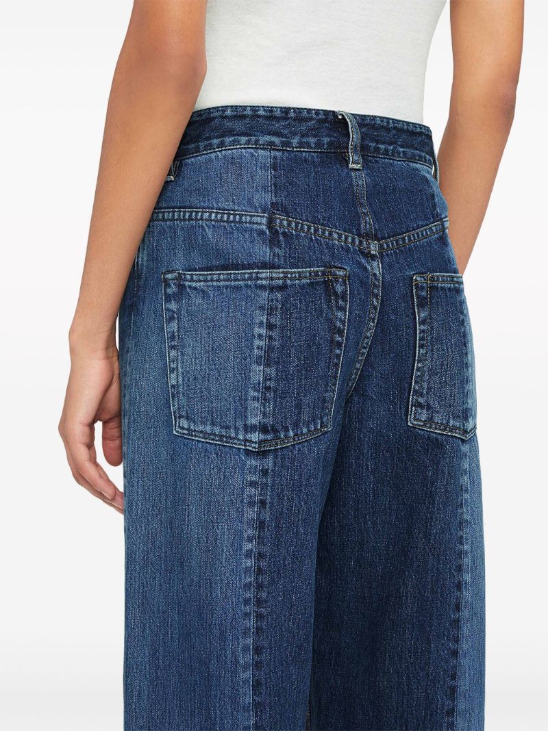 Blue Patchwork Straight-leg Jeans