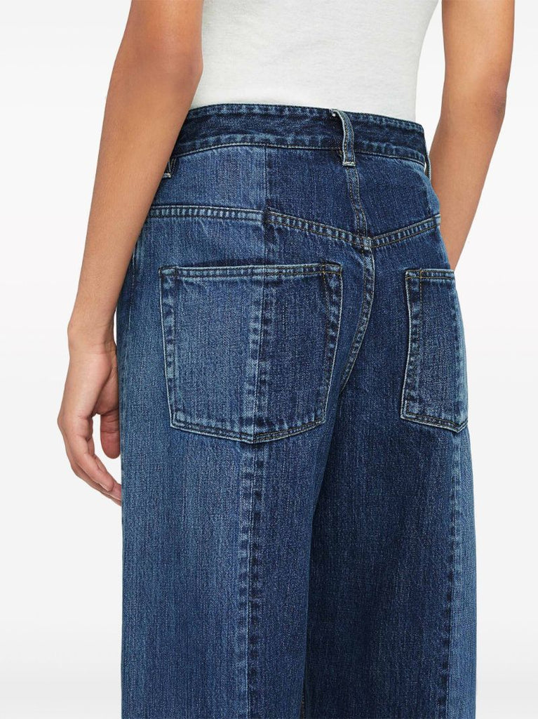 Blue Patchwork Straight-leg Jeans