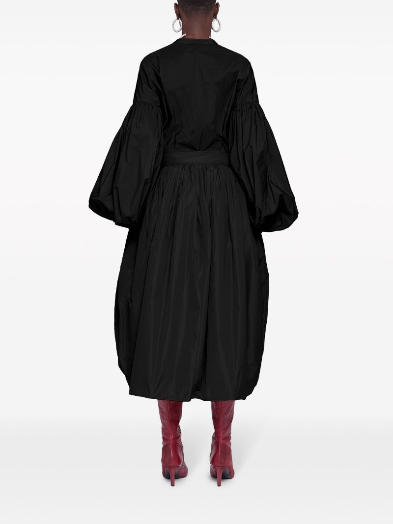 Black Puff-sleeve Taffeta Shirt