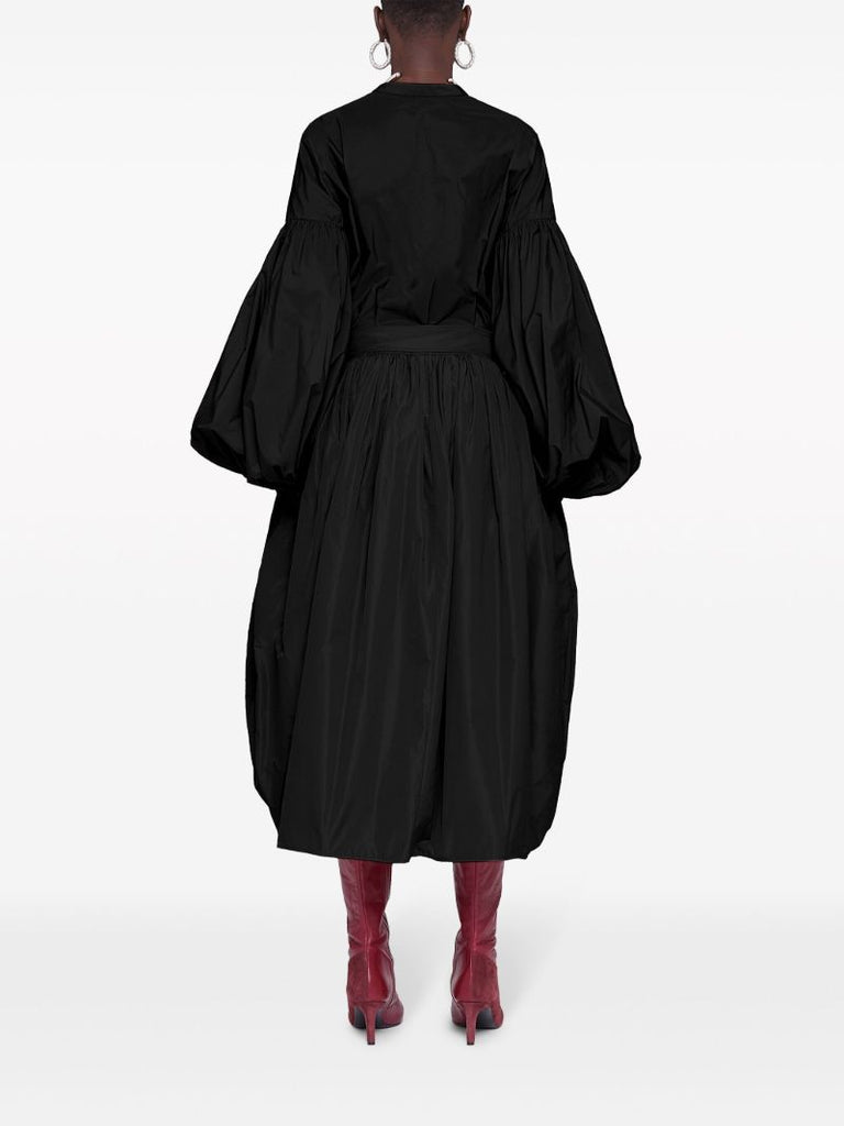 Black Puff-sleeve Taffeta Shirt