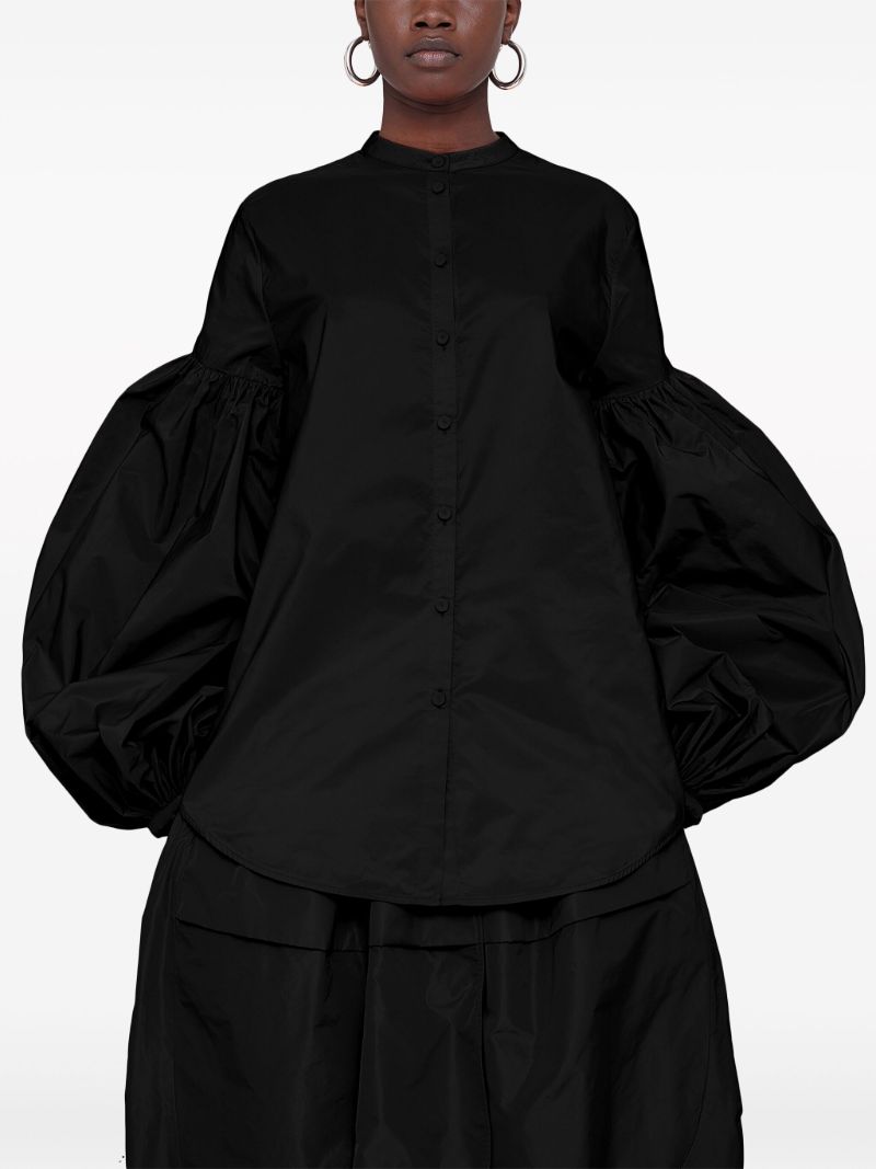 Black Puff-sleeve Taffeta Shirt