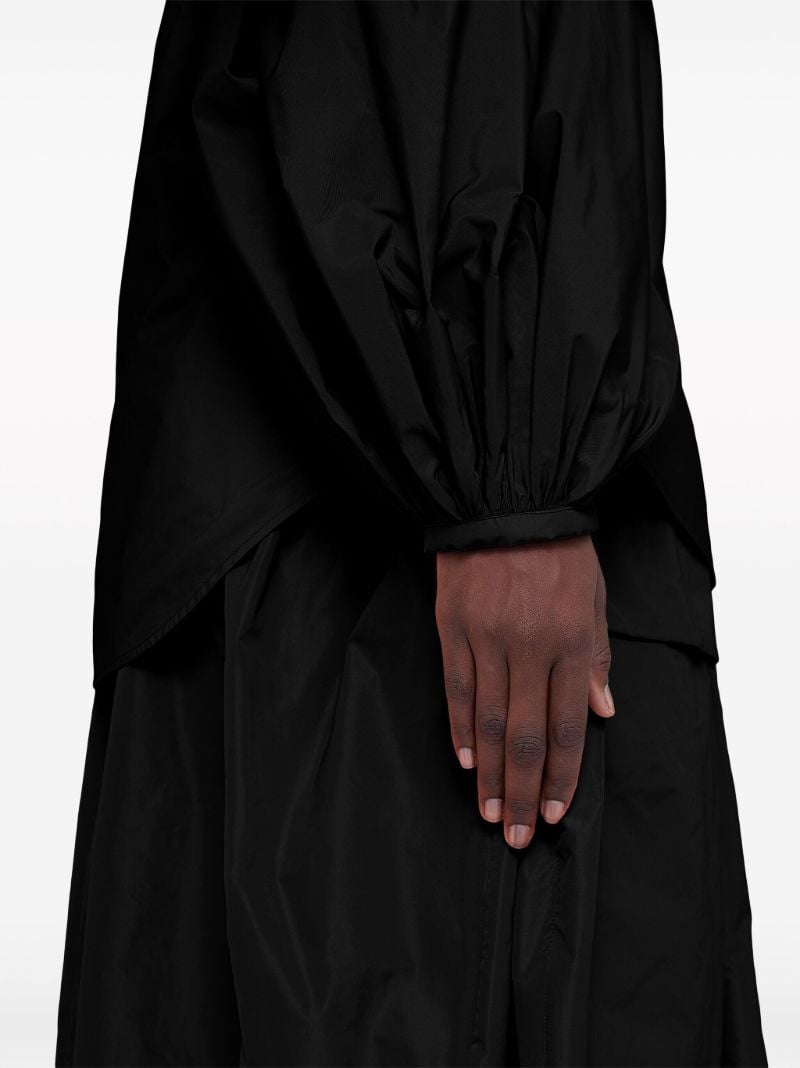 Black Puff-sleeve Taffeta Shirt