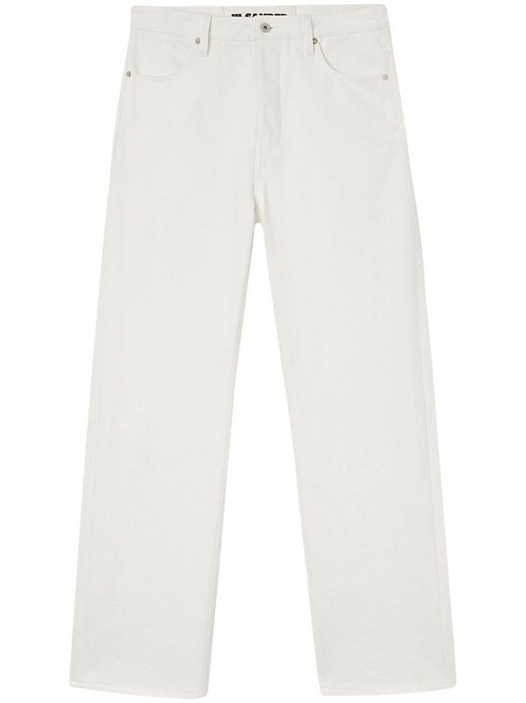 White High-rise Straight-leg Jeans