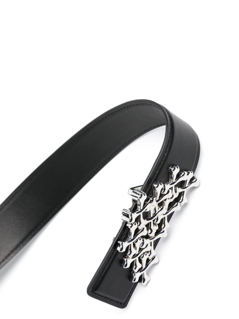 Black Logo Buckle Leather Belt