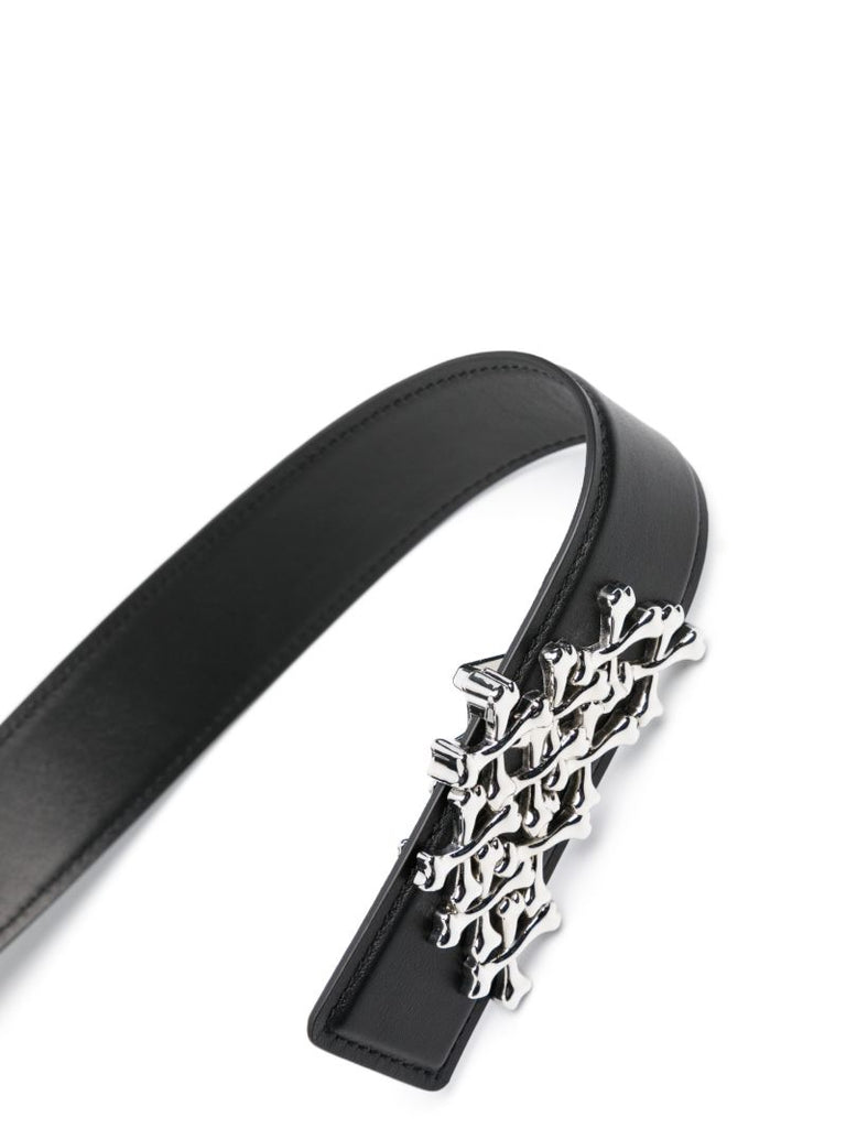 Black Logo Buckle Leather Belt