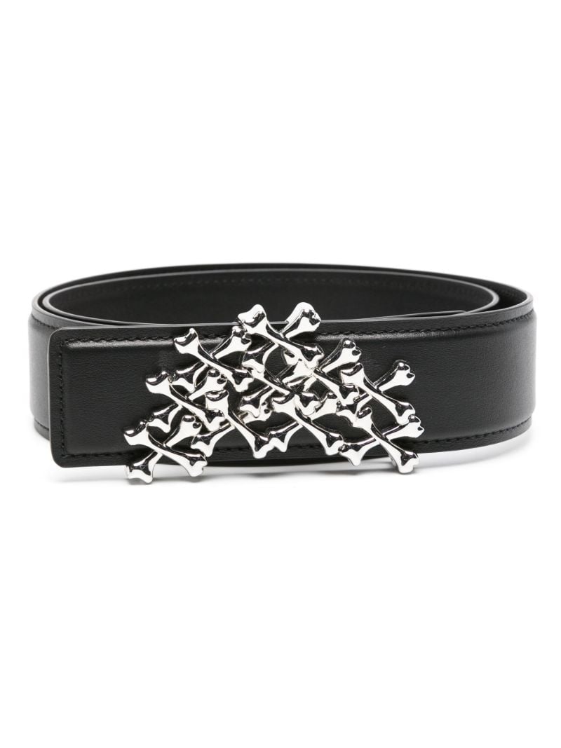 Black Logo Buckle Leather Belt