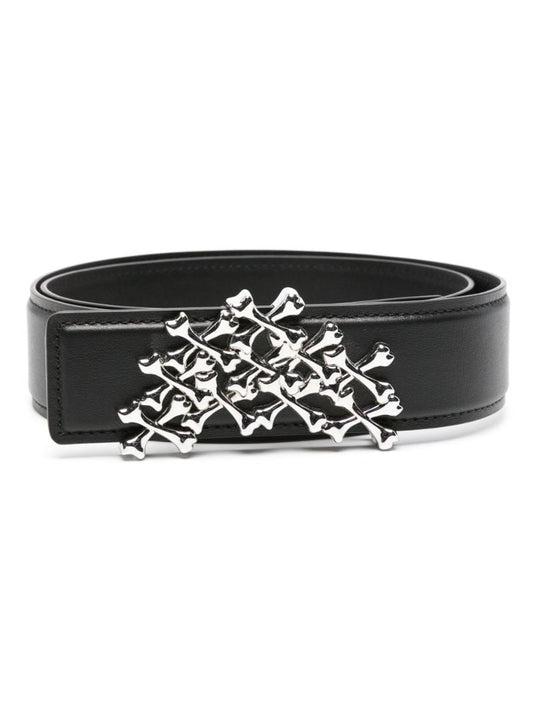 Black Logo Buckle Leather Belt