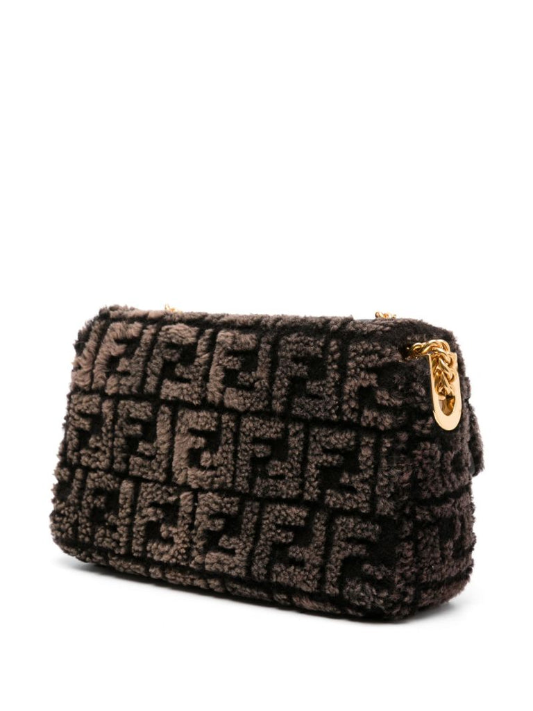 Brown Baguette Faux-fur Shoulder Bag