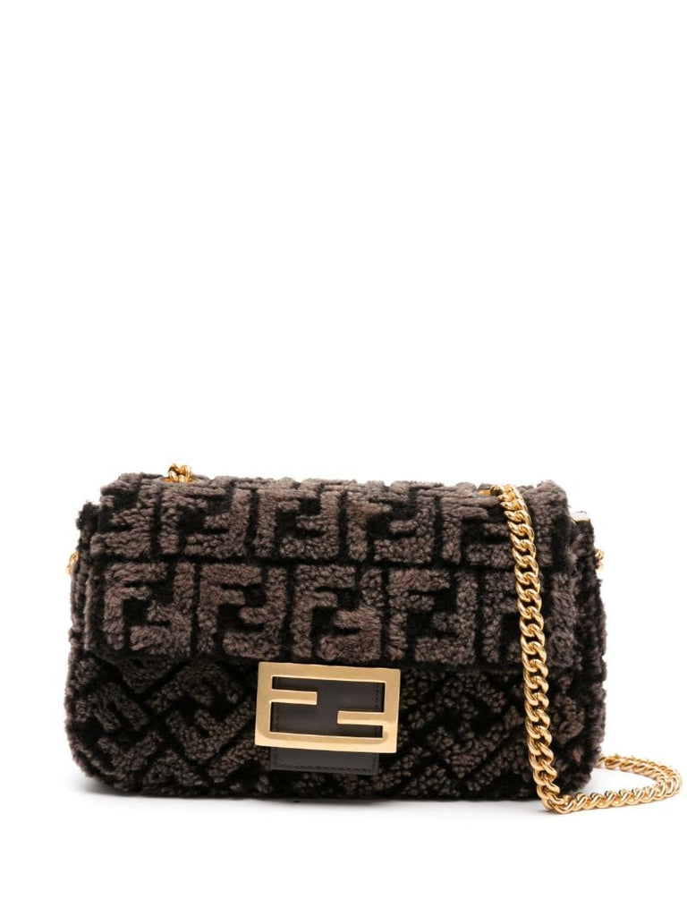 Brown Baguette Faux-fur Shoulder Bag