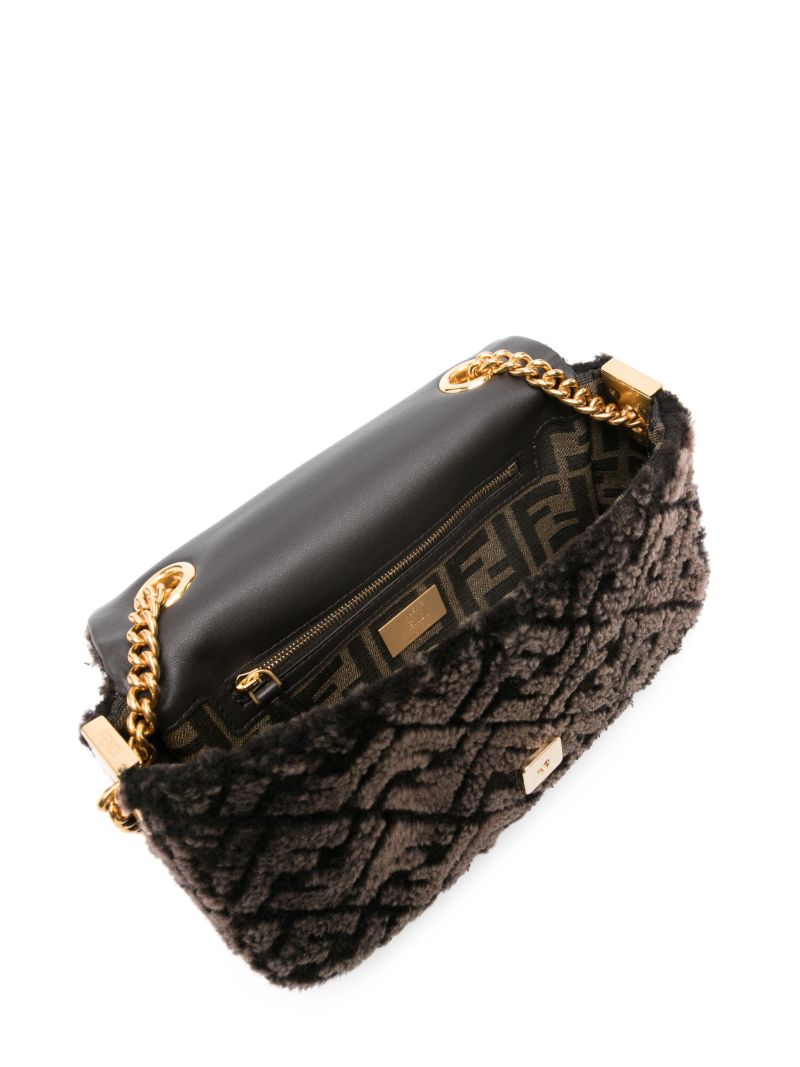 Brown Baguette Faux-fur Shoulder Bag