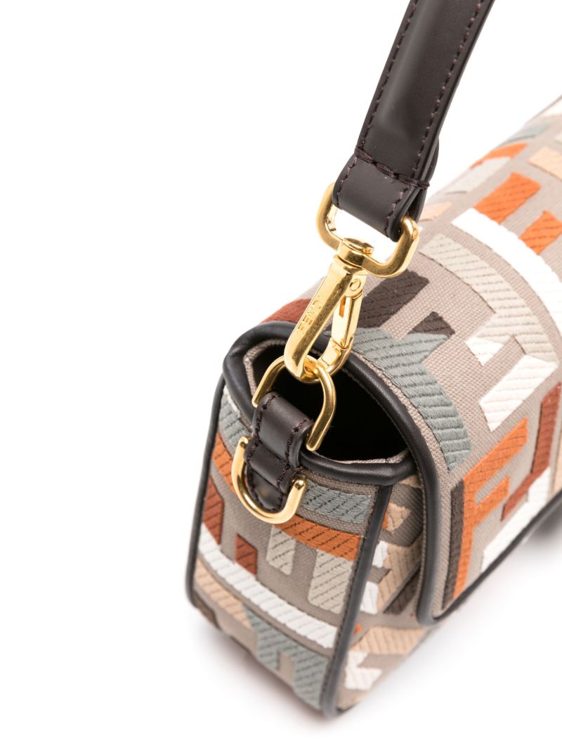 Brown Baguette Canvas Shoulder Bag
