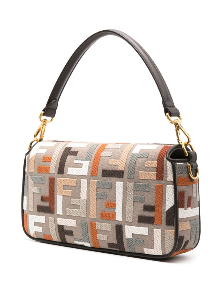 Brown Baguette Canvas Shoulder Bag