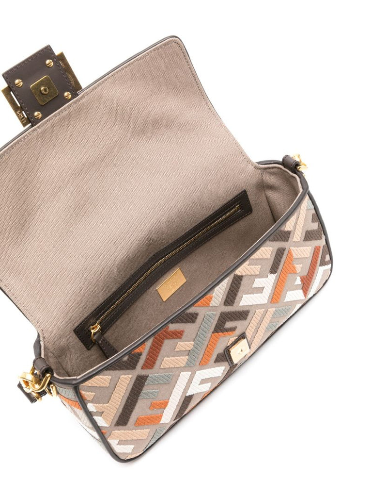 Brown Baguette Canvas Shoulder Bag