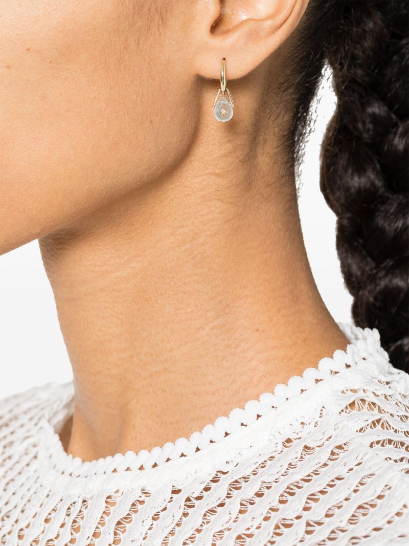 9k Yellow Gold Aquamarine and Diamond Single Earring