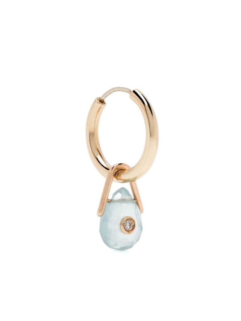 9k Yellow Gold Aquamarine and Diamond Single Earring