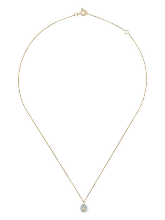 9k Yellow Gold Orso Aquamarine and Diamond Necklace