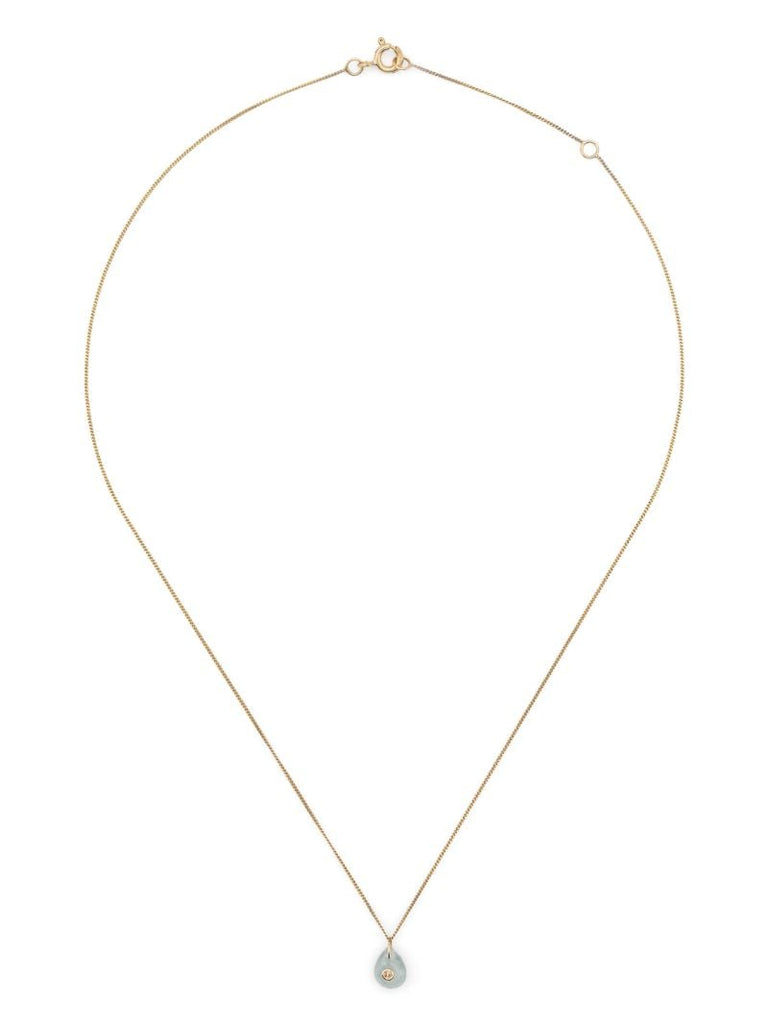 9k Yellow Gold Orso Aquamarine and Diamond Necklace