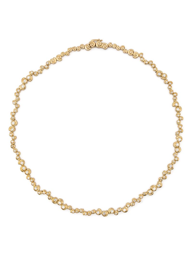 9k Yellow Gold RiviÃ_x0083_Â¨re Escargot Diamond Necklace
