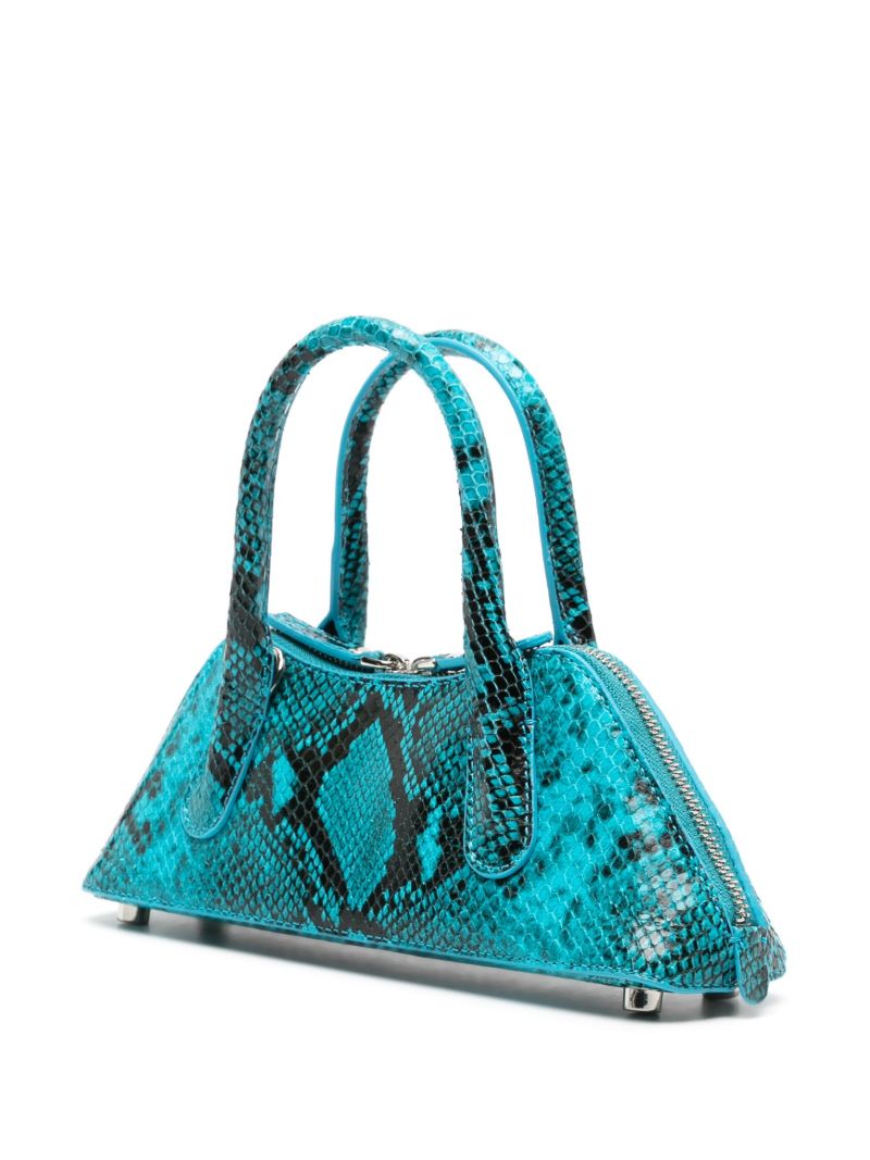 Blue Snakeskin-effect Leather Tote Bag