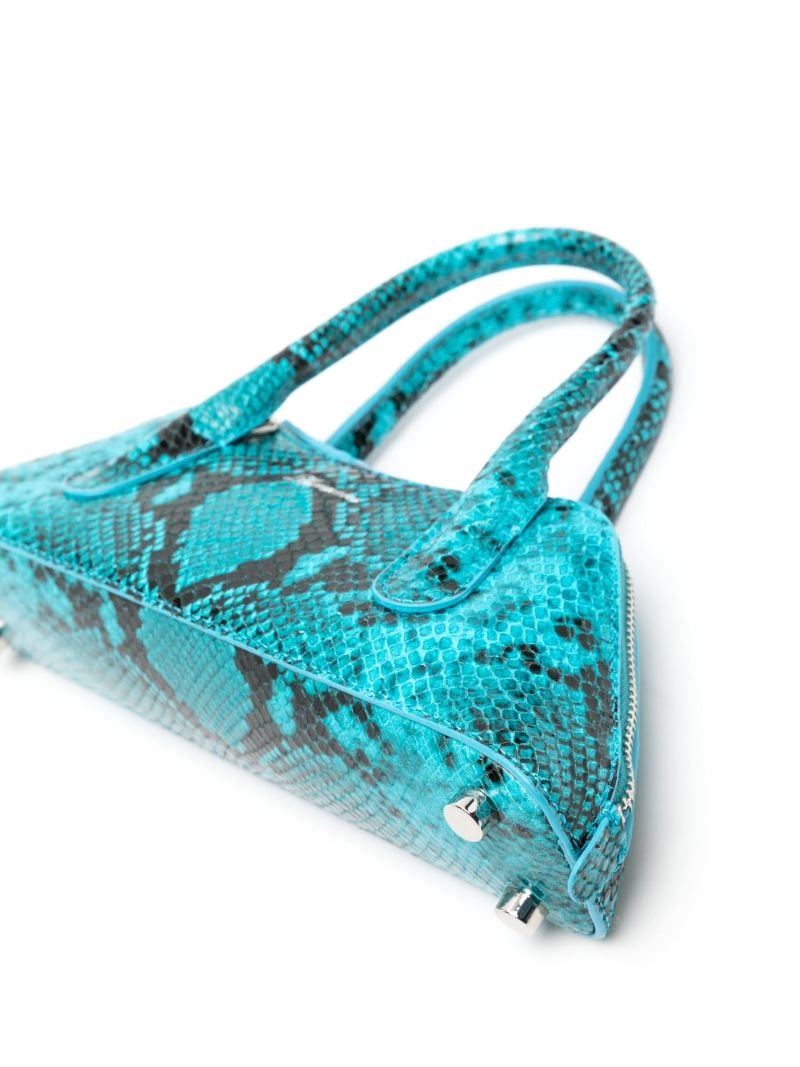 Blue Snakeskin-effect Leather Tote Bag