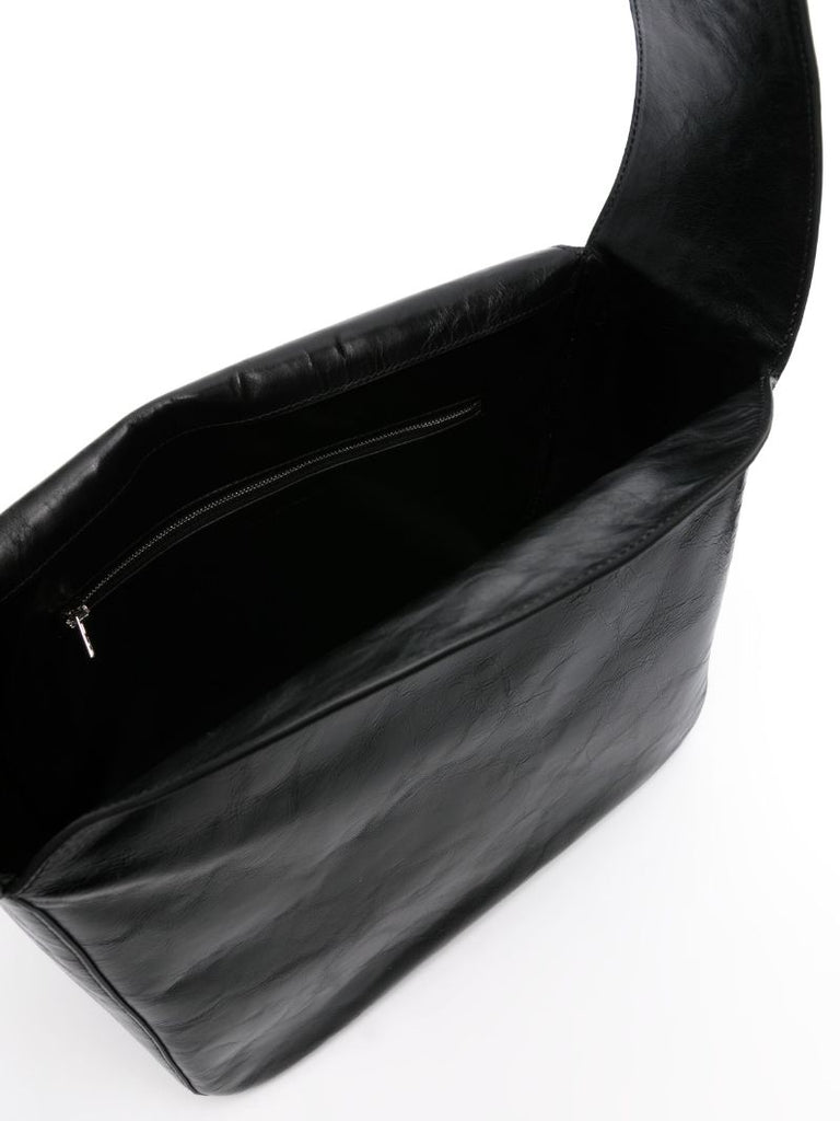 Black Dome Medium Leather Shoulder Bag