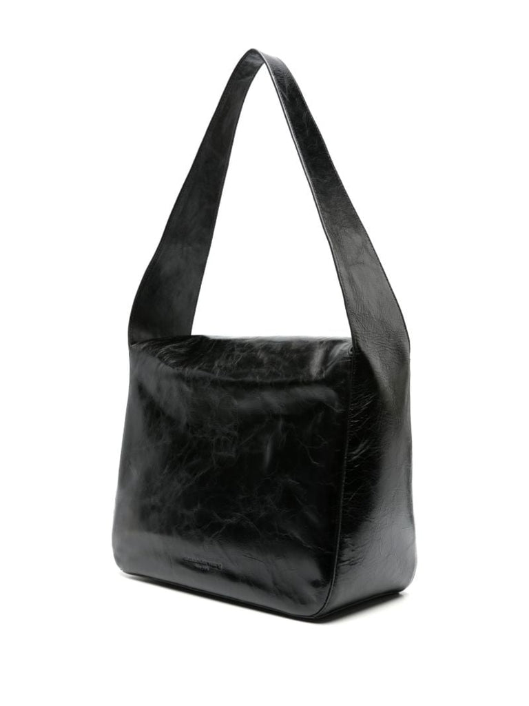 Black Dome Medium Leather Shoulder Bag