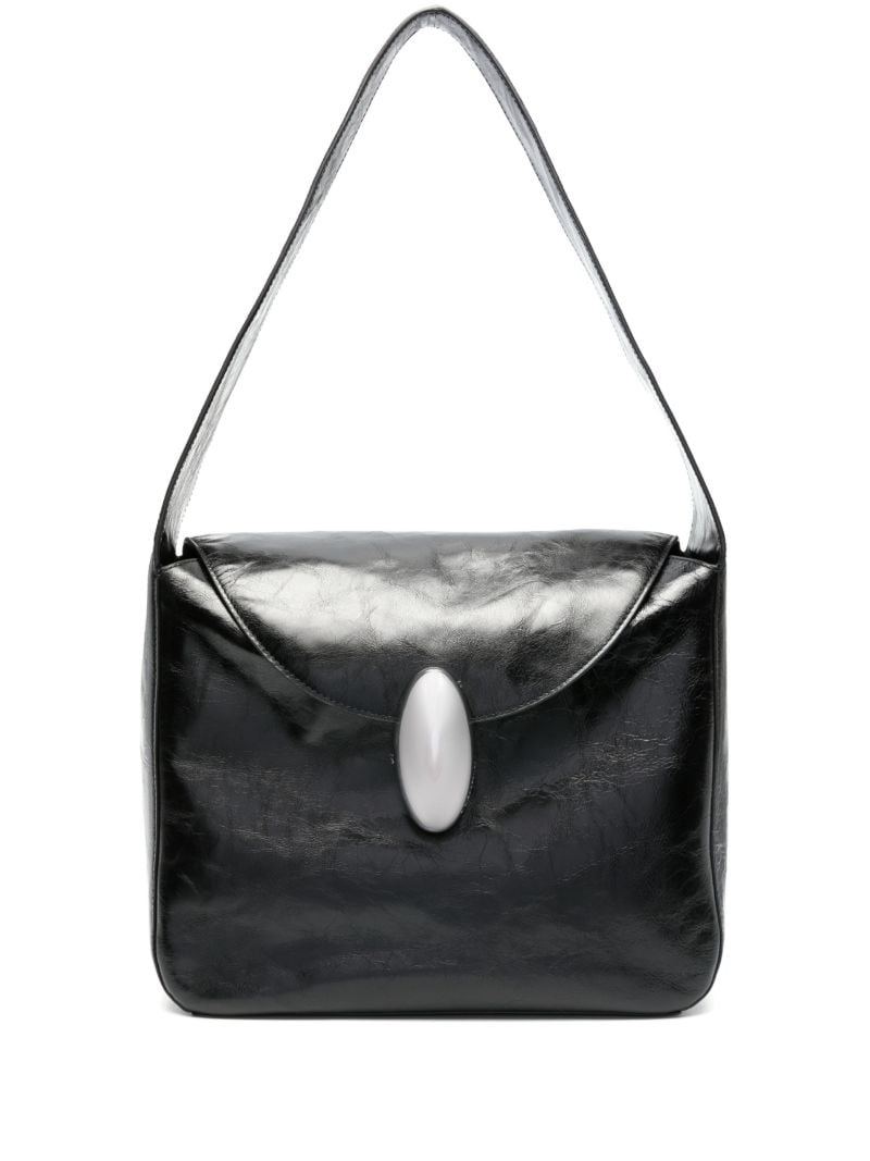 Black Dome Medium Leather Shoulder Bag