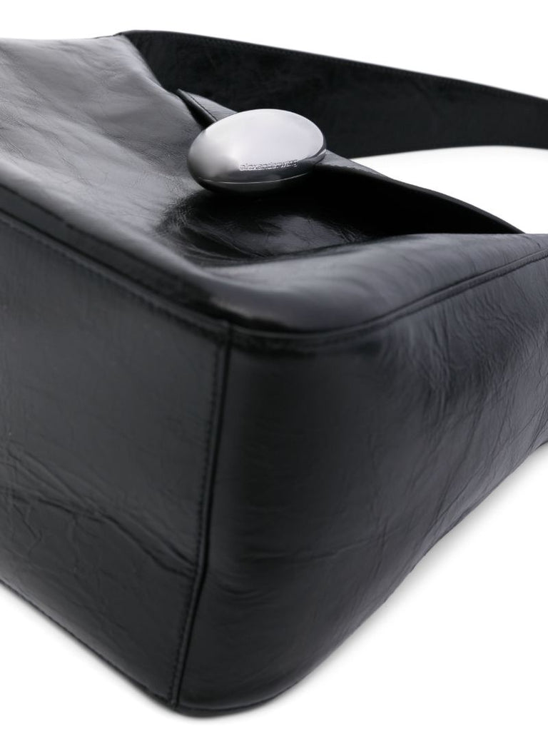Black Dome Medium Leather Shoulder Bag