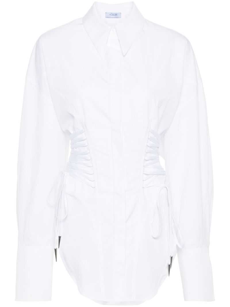White Lace-up Cotton Shirt