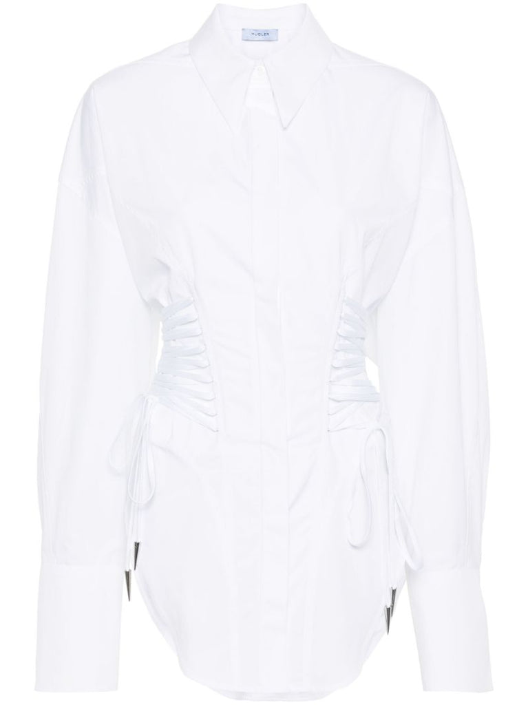 White Lace-up Cotton Shirt