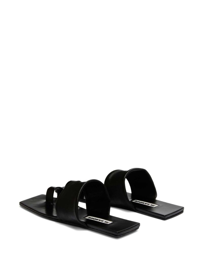 Black Square-toe Leather Sandals