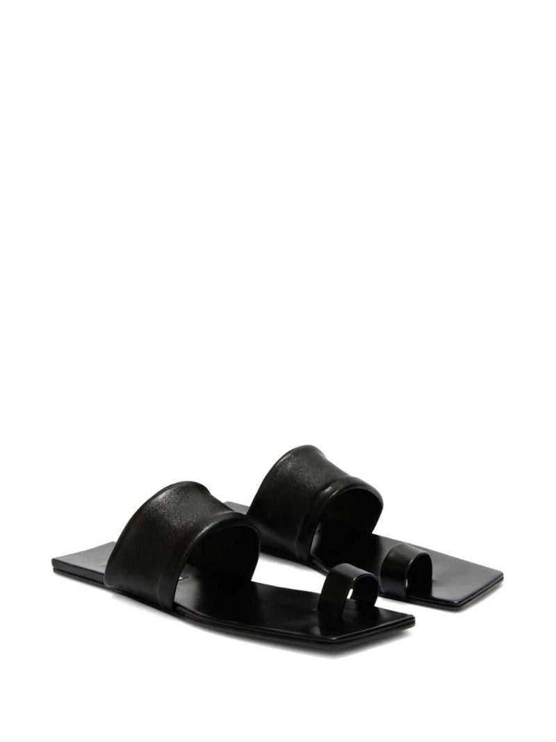 Black Square-toe Leather Sandals