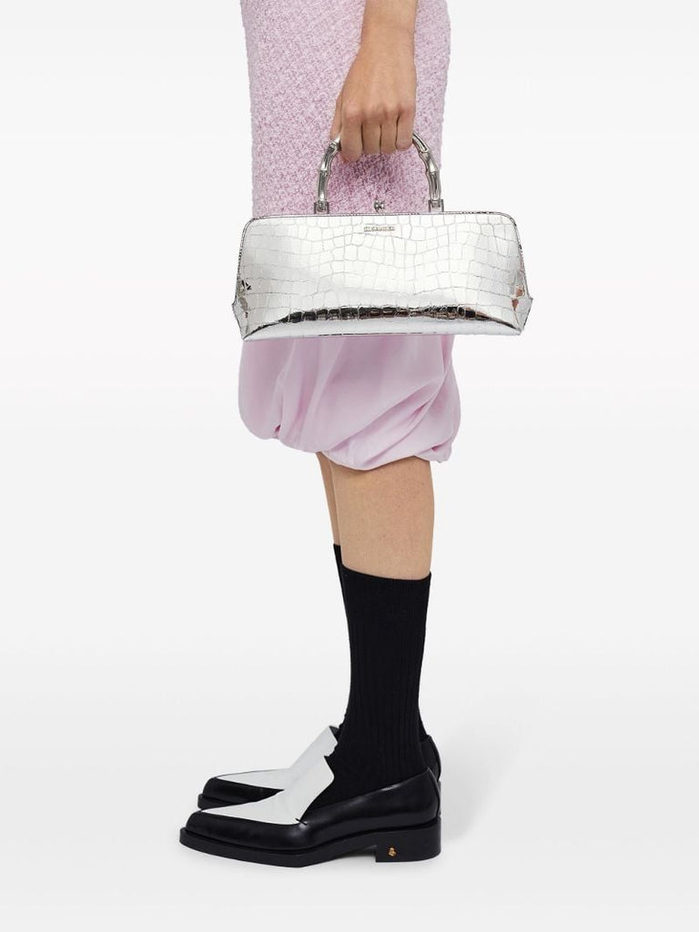 Silver-tone Small Goji Bamboo Tote Bag