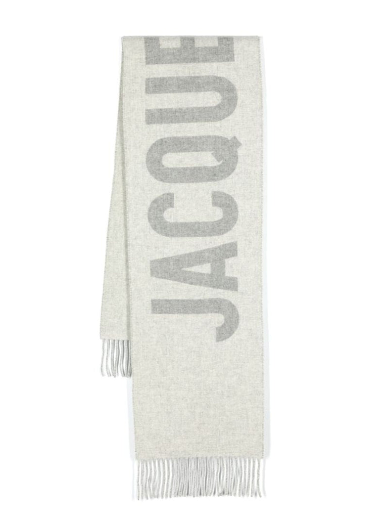 Grey L'Ã_x0083_Â©charpe Logo Jacquard Wool Scarf