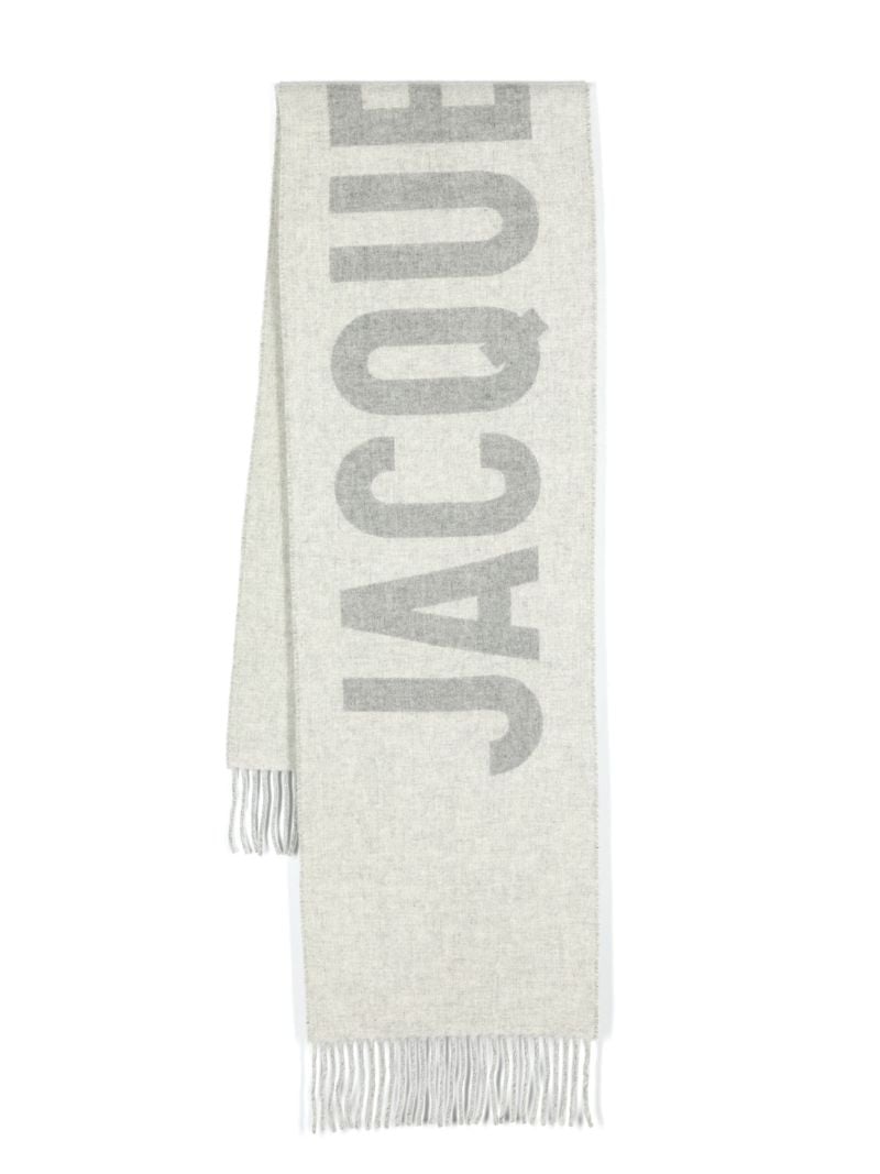 Grey L'Ã_x0083_Â©charpe Logo Jacquard Wool Scarf