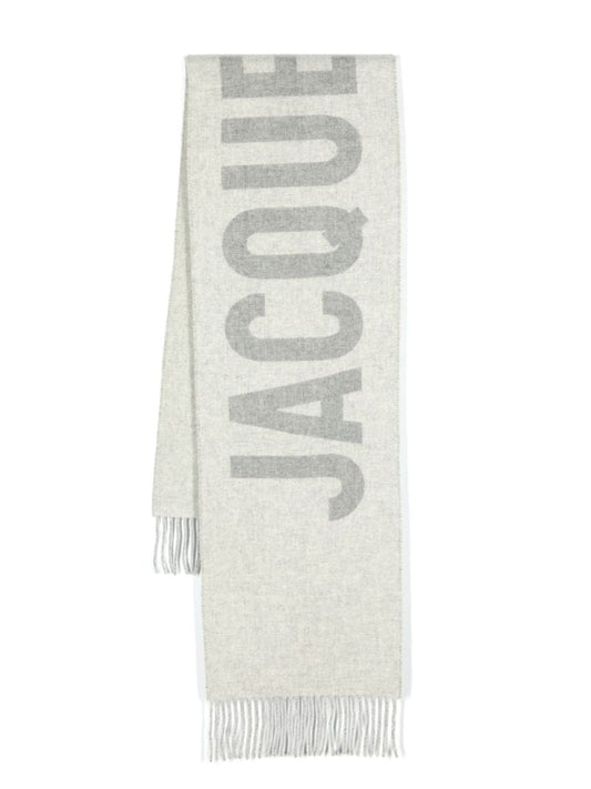 Grey L'Ã_x0083_Â©charpe Logo Jacquard Wool Scarf