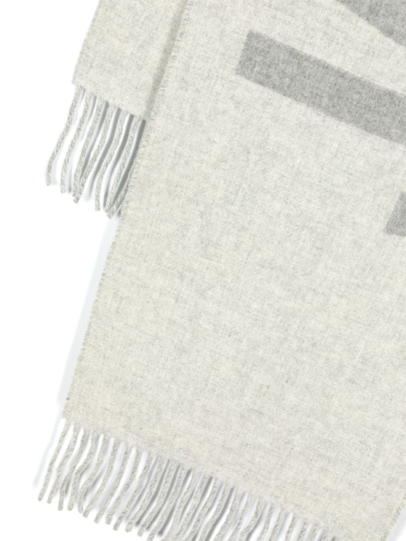 Grey L'Ã_x0083_Â©charpe Logo Jacquard Wool Scarf